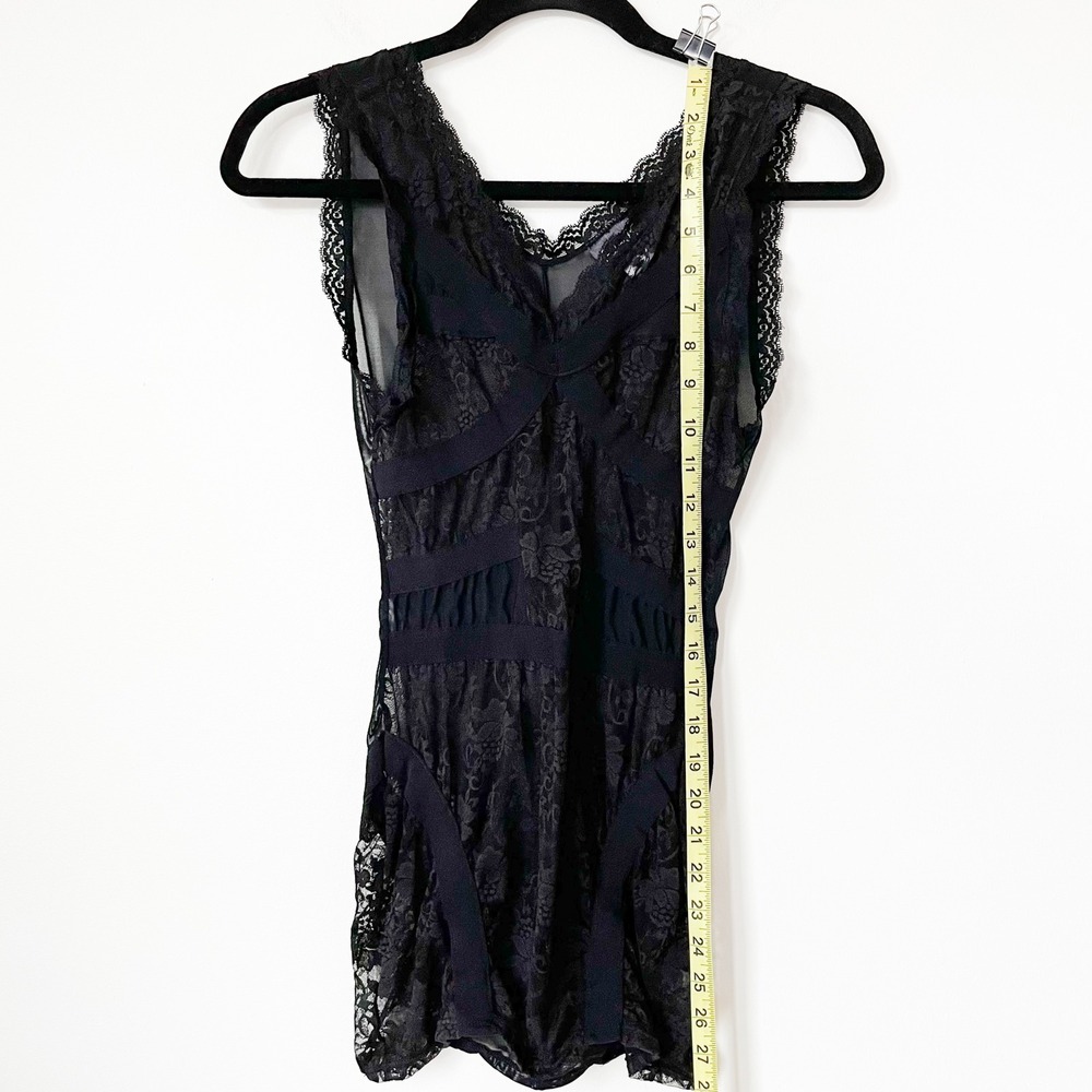 Fredericks of Hollywood Black Lace Chemise Sheer Bodycon Slip Dress Womens Small - Picture 7 of 11